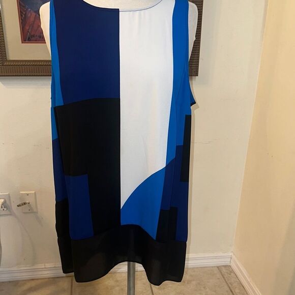INC International Concepts Colorblock Sleeveless Top - Blue, Black, and White XL - Picture 4 of 9
